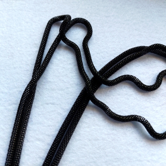 Long Necklace Thick Chain Linked Multi-Tone Black Dangle Crystal Strands - Picture 8 of 10